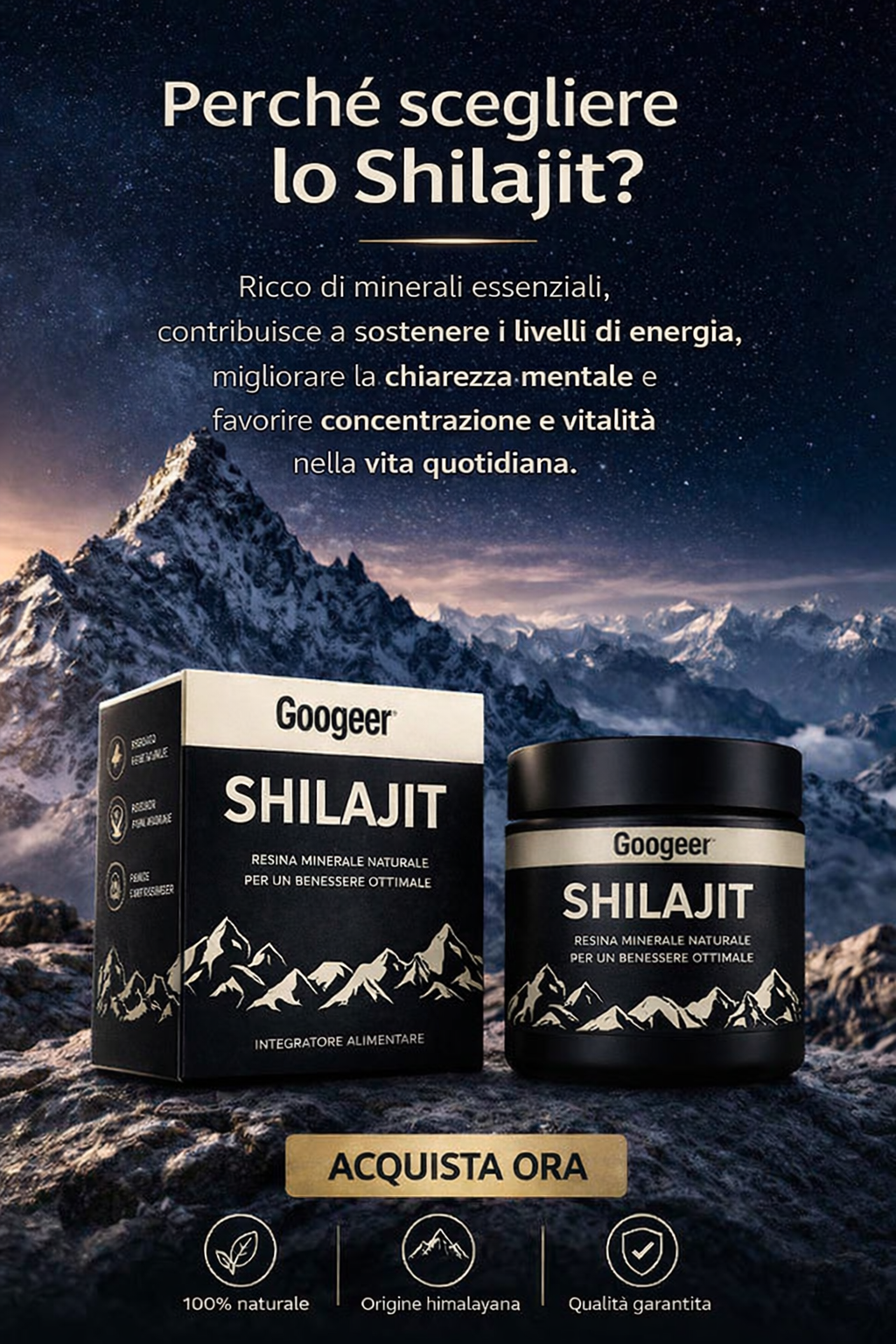 Shilajit 100% Puro 💎 Energia naturale dall’Himalaya per il benessere di corpo e mente